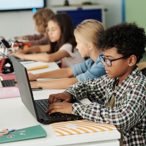 student on computer