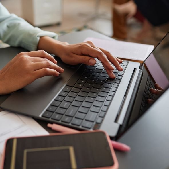 typing on computer