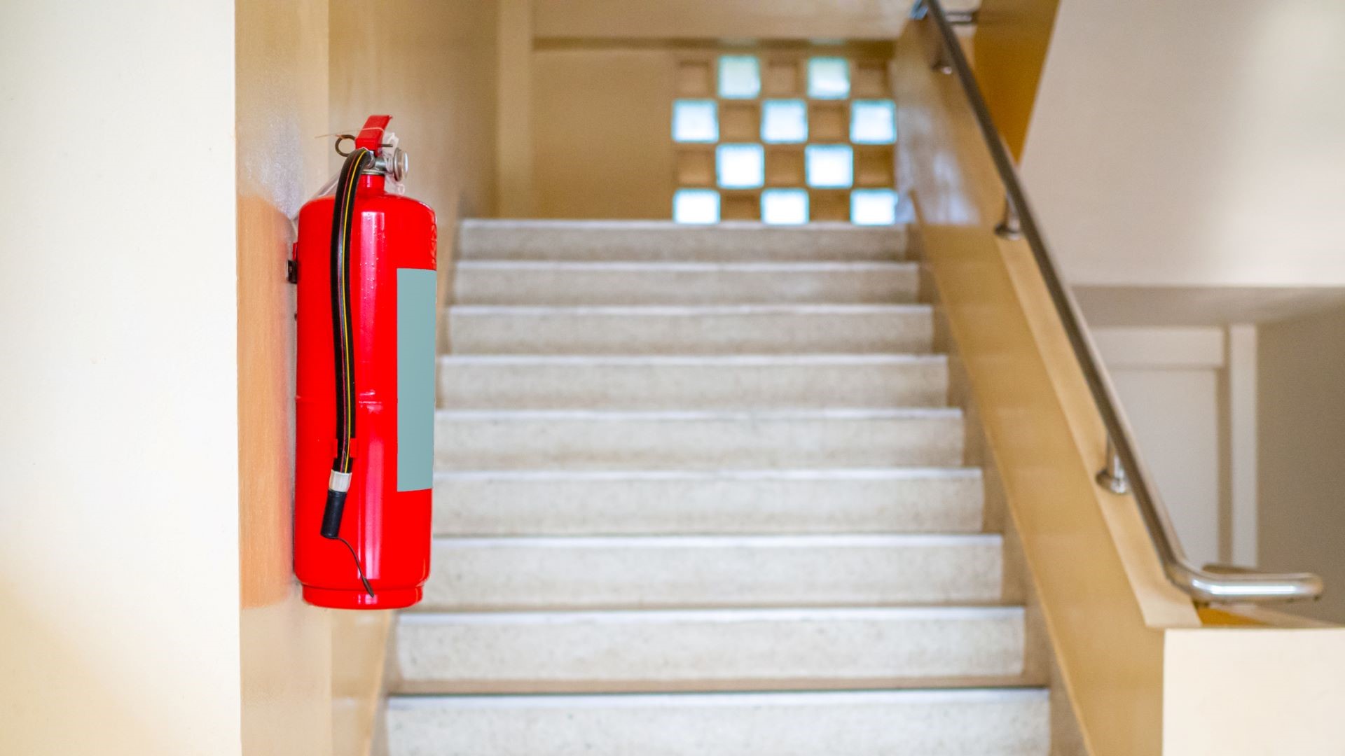 fire extinguisher in hallway